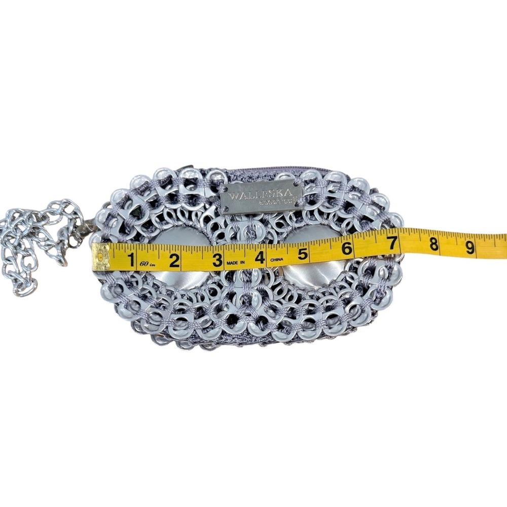 Walleska Ecochicc Silver Soda Tab Boombox Crochet Wristlet Clutch Bag Brazil - Picture 5 of 12